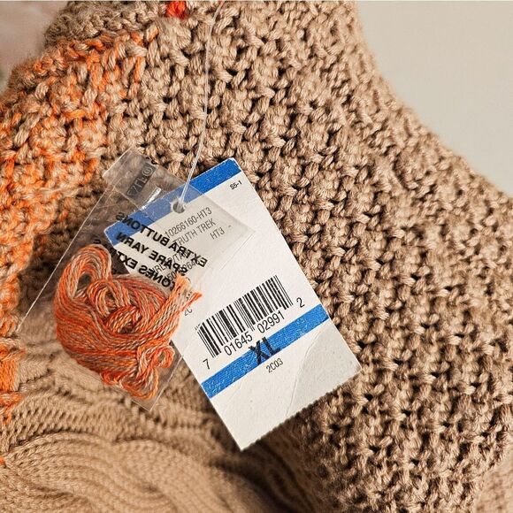 New Rachel Rachel Roy Orange/ Tan Ombra Thick Cable Knit Zipper Front Sweater. - Picture 14 of 15
